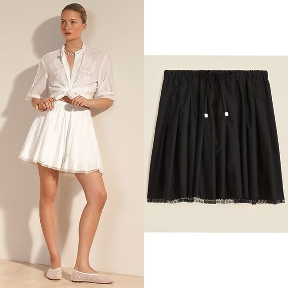 NWT J CREW Pleated tie-waist mini skirt in black - Picture 1 of 14